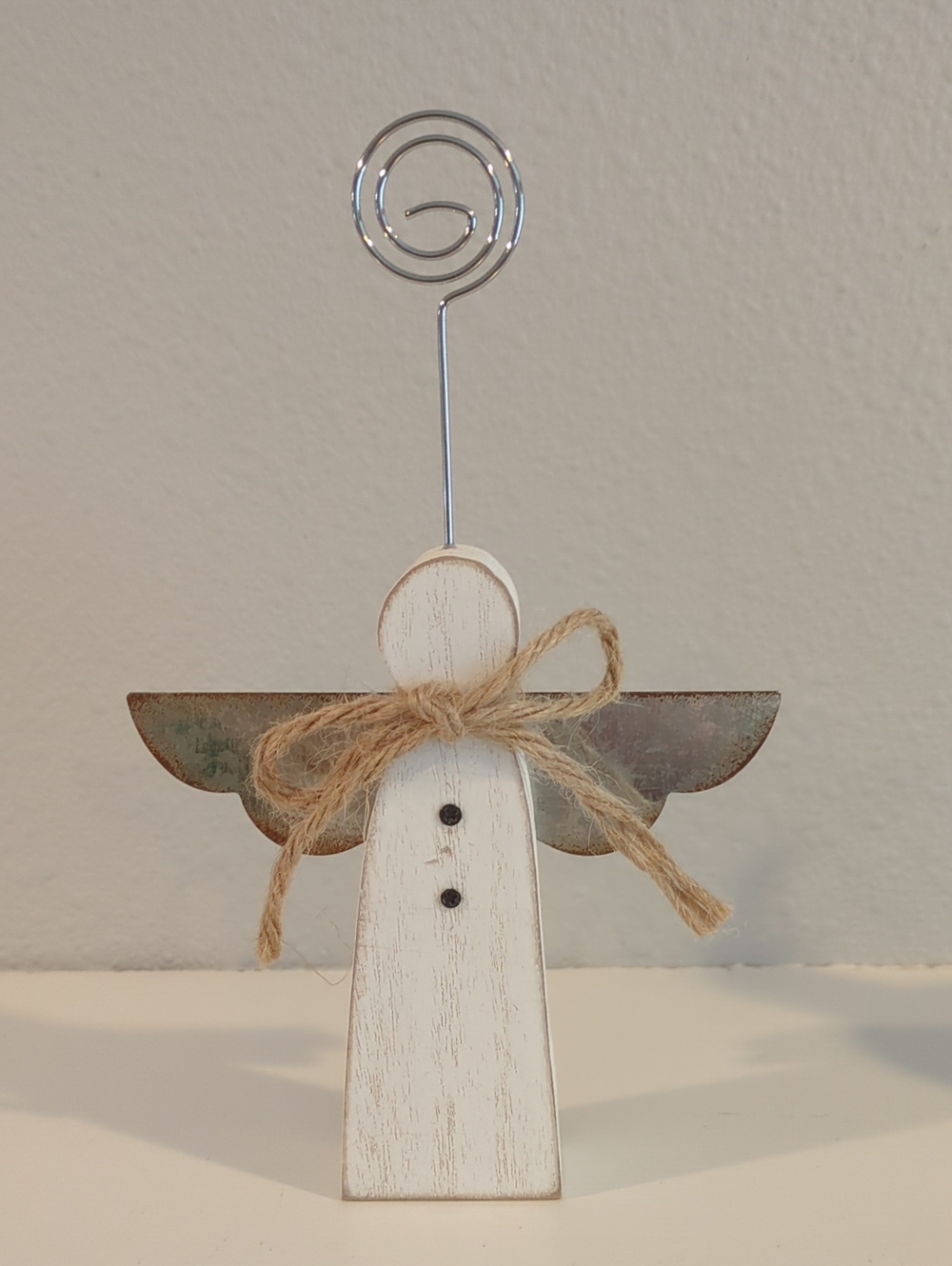 Rustic White Angel Photo/Note Holder